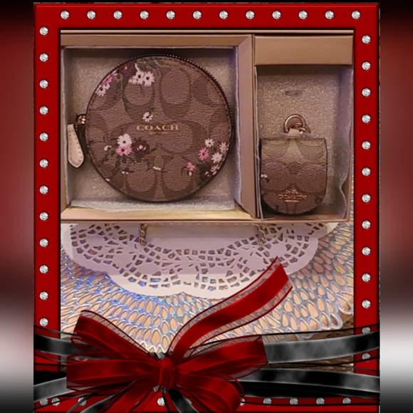 Coach Floral Coin Case Wireless Earbud Case Bag Charm Set (See Comments) - Picture 1 of 11